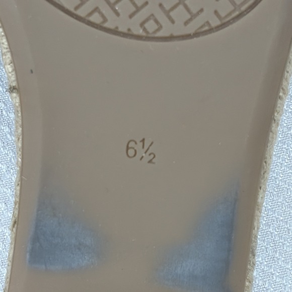 TORY BURCH Quilted Fleming Woven Wedge Espadrille Sandal Size 6.5M Black Leather - Picture 9 of 9